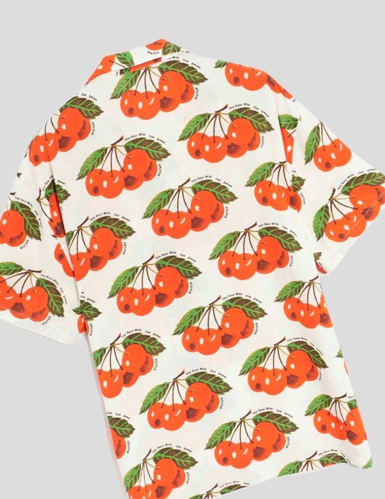 Camisa IUTER cherry allover shirt white